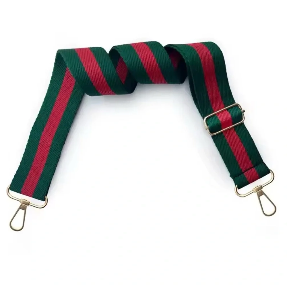 Adjustable Green and Red Stripe Crossbody Strap